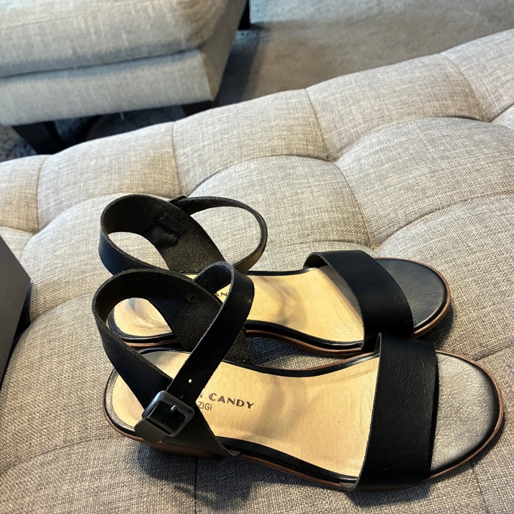 Rock & Candy Black Open-Toe Ankle Strap Sandals